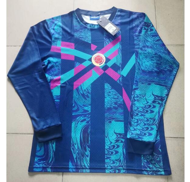 1995 Colombia Retro Blue Goalkeeper Long Sleeve Soccer Jersey Shirt Rene Higuita